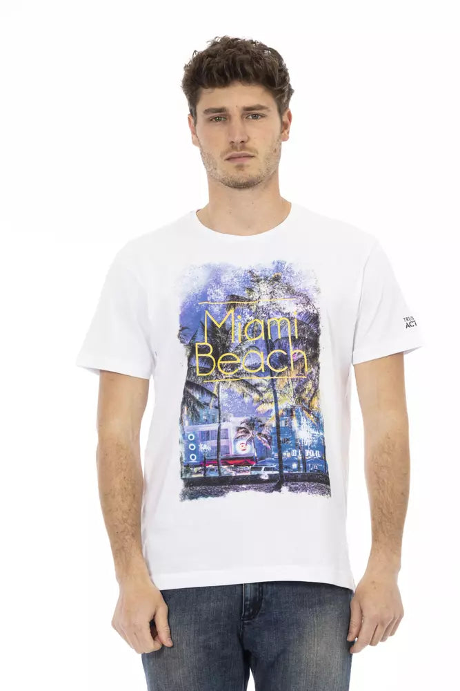 Trussardi Action White Cotton Men T-Shirt | Regal Royce