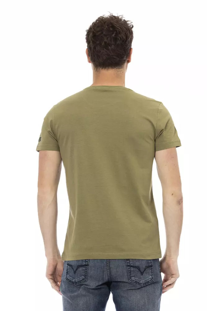 Trussardi Action Green Cotton Men T-Shirt | Regal Royce