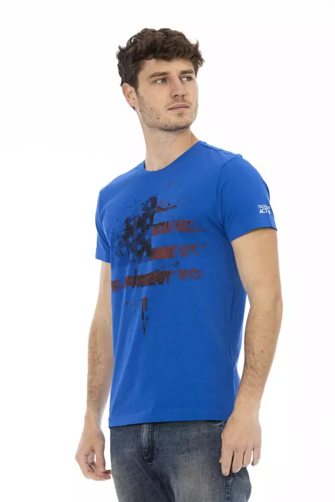Trussardi Action Blue Cotton Men T-Shirt | Regal Royce