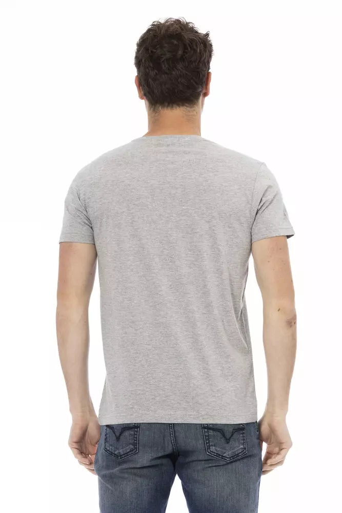 Trussardi Action Gray Cotton Men T-Shirt | Regal Royce