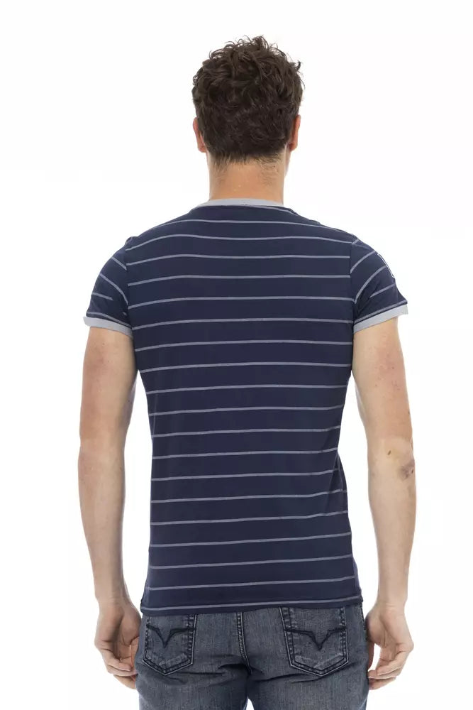 Trussardi Action Blue Cotton Men T-Shirt | Regal Royce
