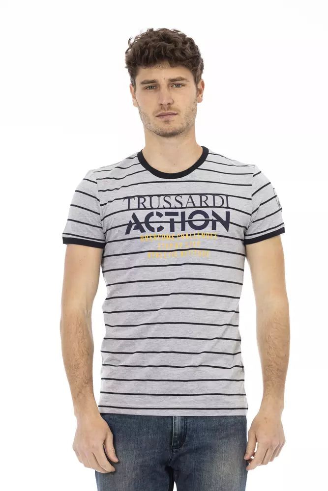 Trussardi Action Gray Cotton Men T-Shirt | Regal Royce
