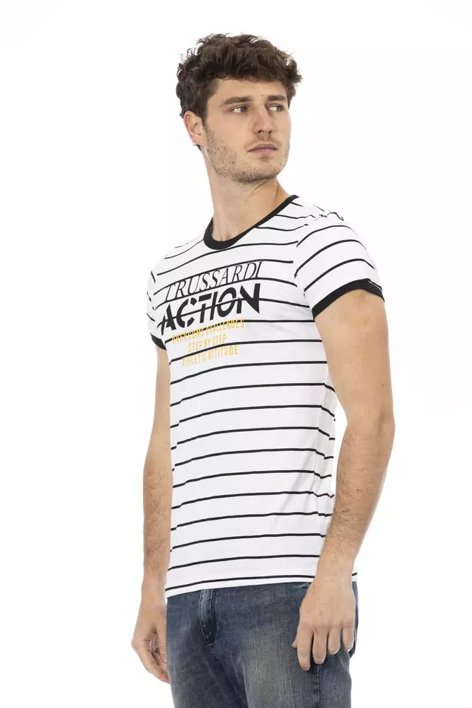 Trussardi Action White Cotton Men T-Shirt | Regal Royce
