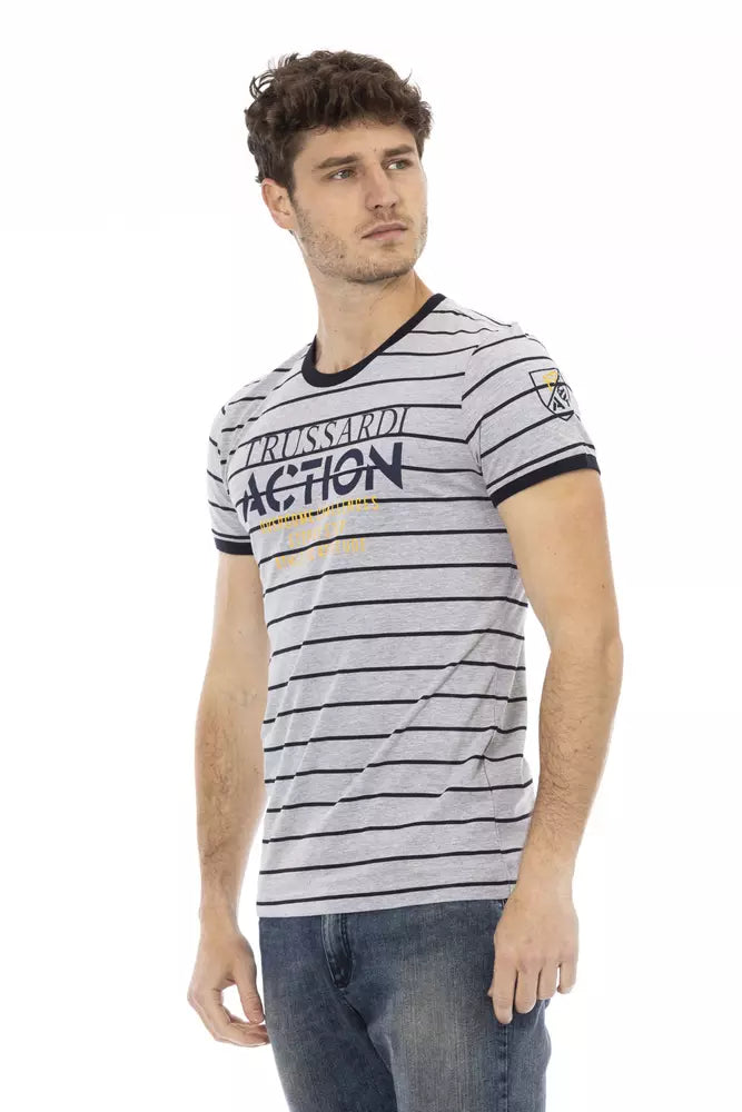 Trussardi Action Gray Cotton Men T-Shirt | Regal Royce