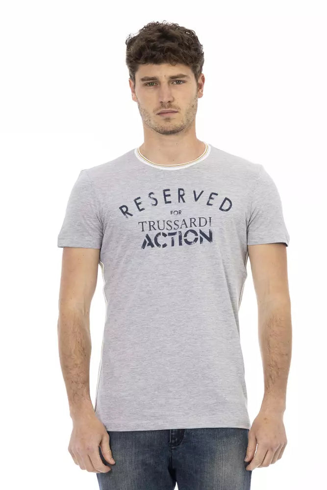 Trussardi Action Gray Cotton Men T-Shirt | Regal Royce