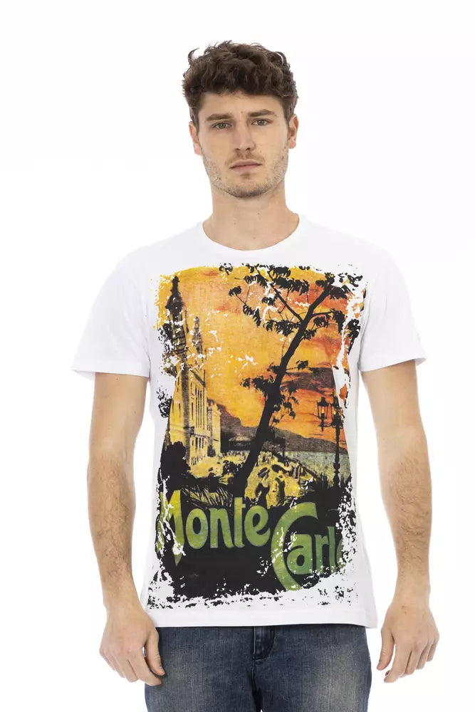 Trussardi Action White Cotton Men T-Shirt | Regal Royce