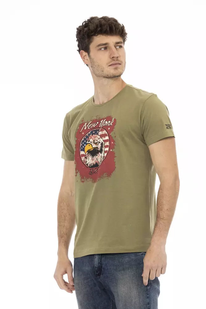 Trussardi Action Green Cotton Men T-Shirt | Regal Royce