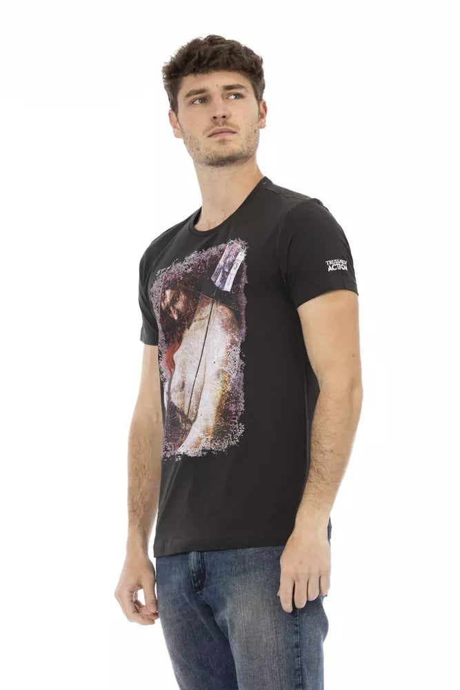 Trussardi Action Black Cotton Men T-Shirt | Regal Royce