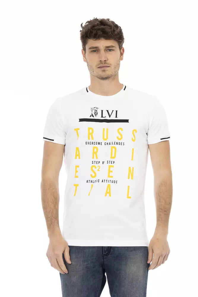 Trussardi Action White Cotton Men T-Shirt | Regal Royce