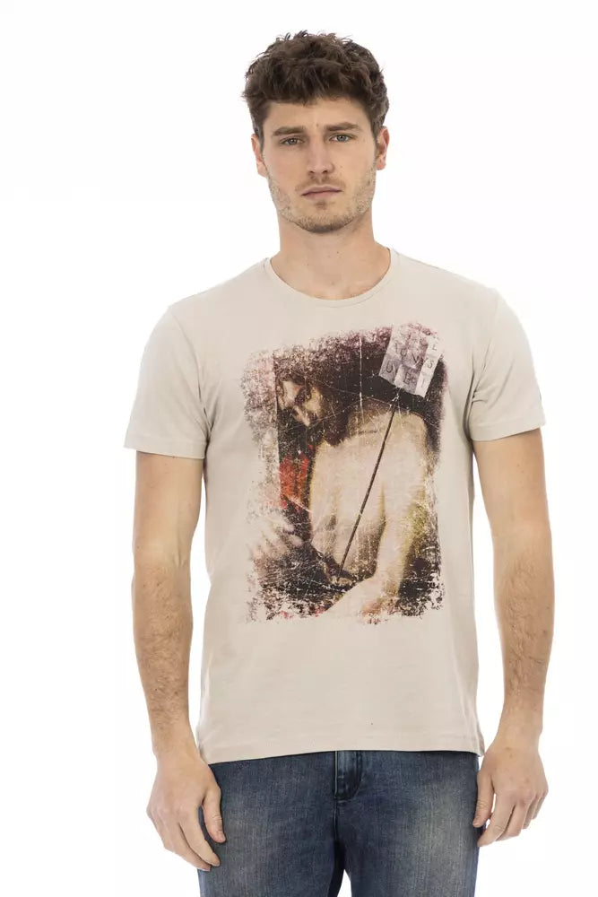 Trussardi Action Beige Cotton Men T-Shirt | Regal Royce