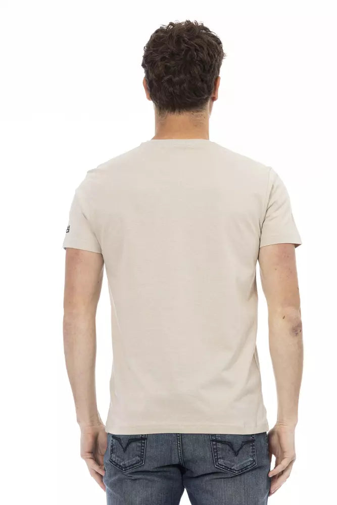 Trussardi Action Beige Cotton Men T-Shirt | Regal Royce