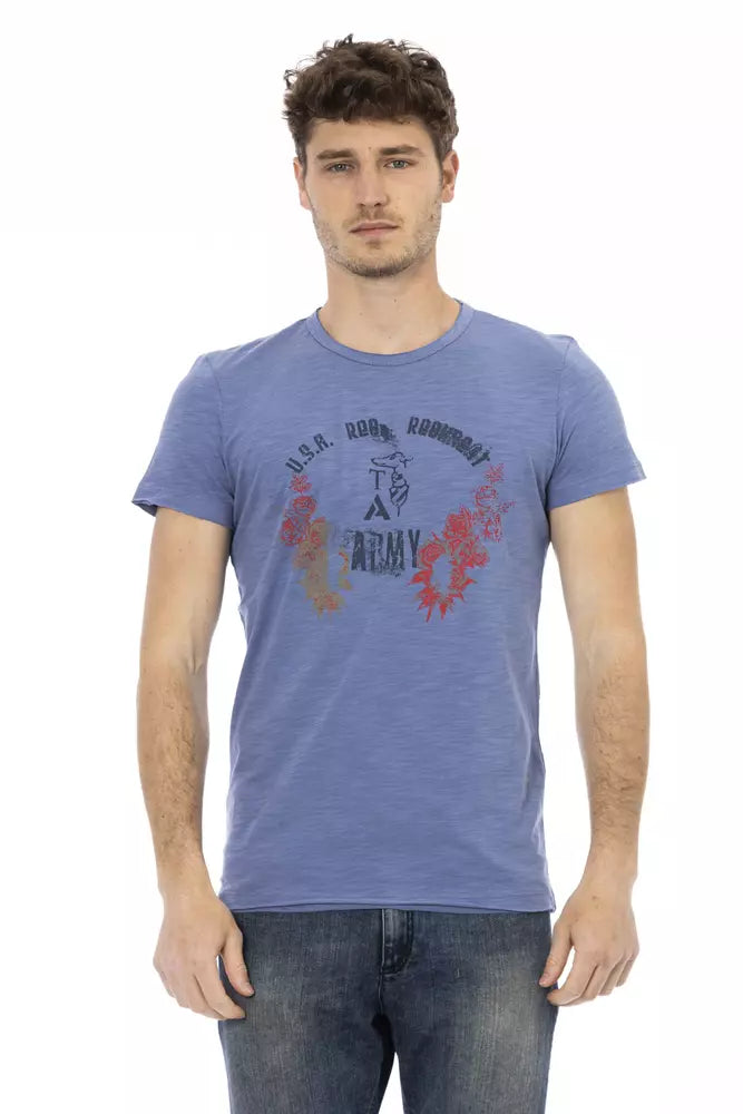 Trussardi Action Blue Cotton Men T-Shirt | Regal Royce
