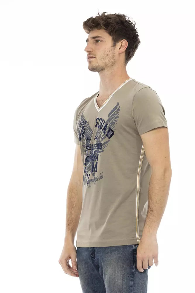 Trussardi Action Green Cotton Men T-Shirt | Regal Royce