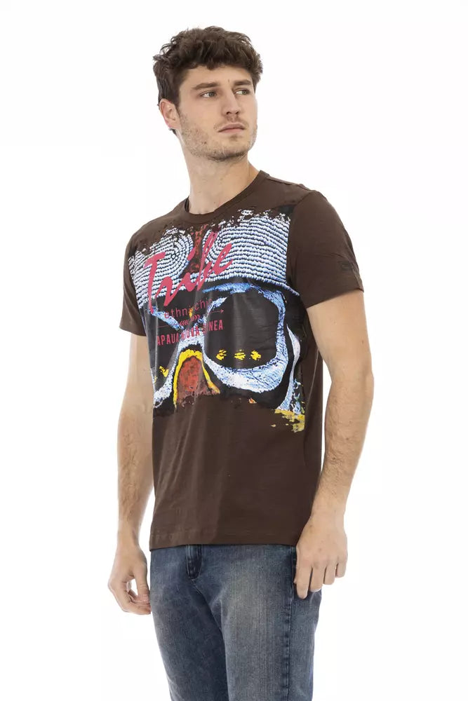 Trussardi Action Brown Cotton Men T-Shirt | Regal Royce