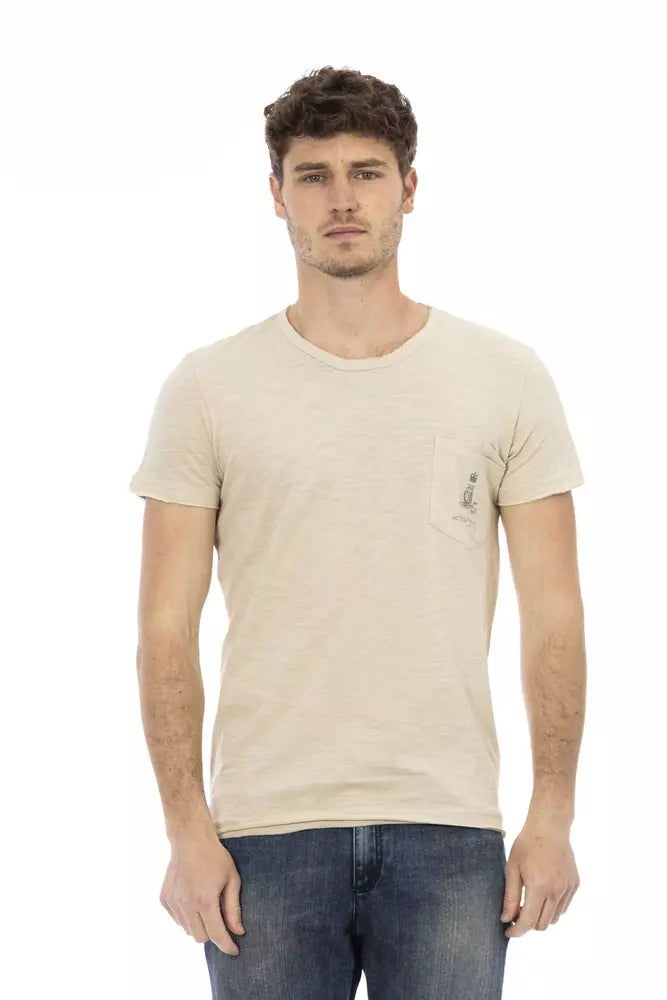 Trussardi Action Beige Cotton Men T-Shirt | Regal Royce