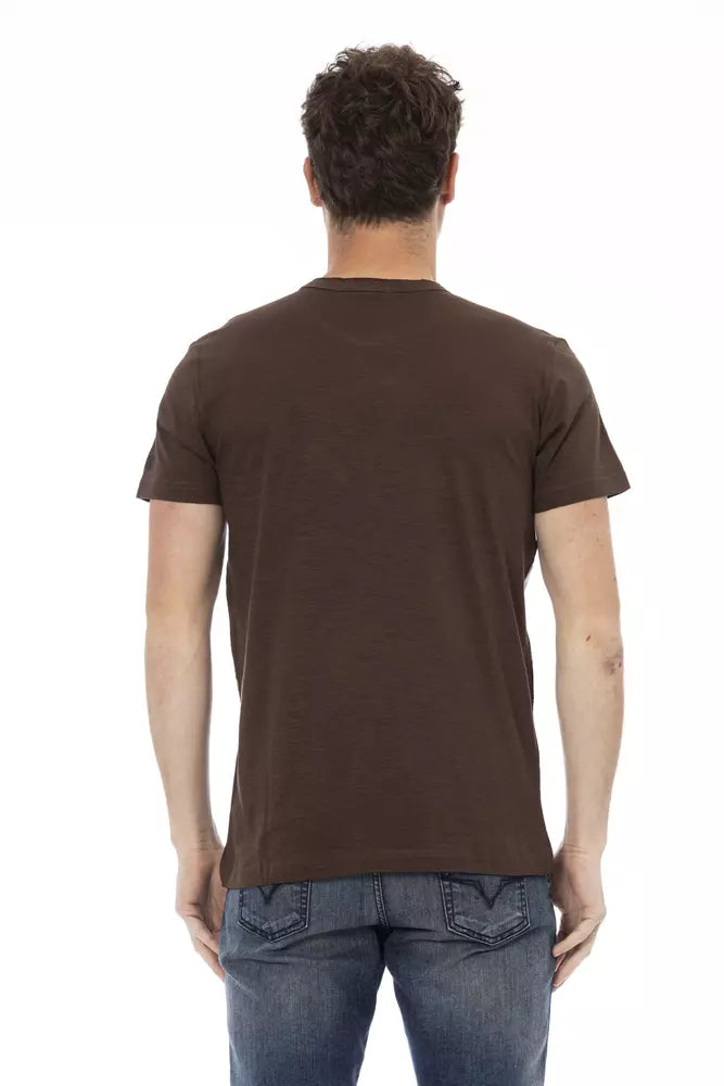 Trussardi Action Brown Cotton Men T-Shirt | Regal Royce