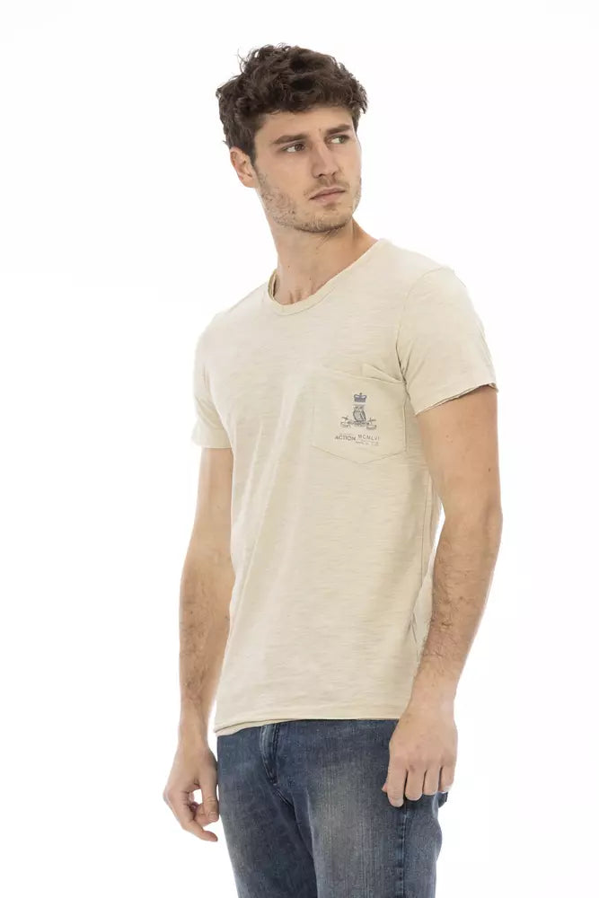 Trussardi Action Beige Cotton Men T-Shirt | Regal Royce
