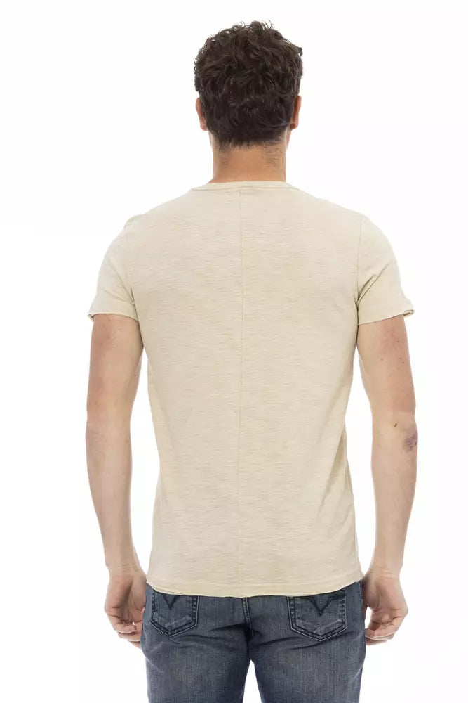 Trussardi Action Beige Cotton Men T-Shirt | Regal Royce