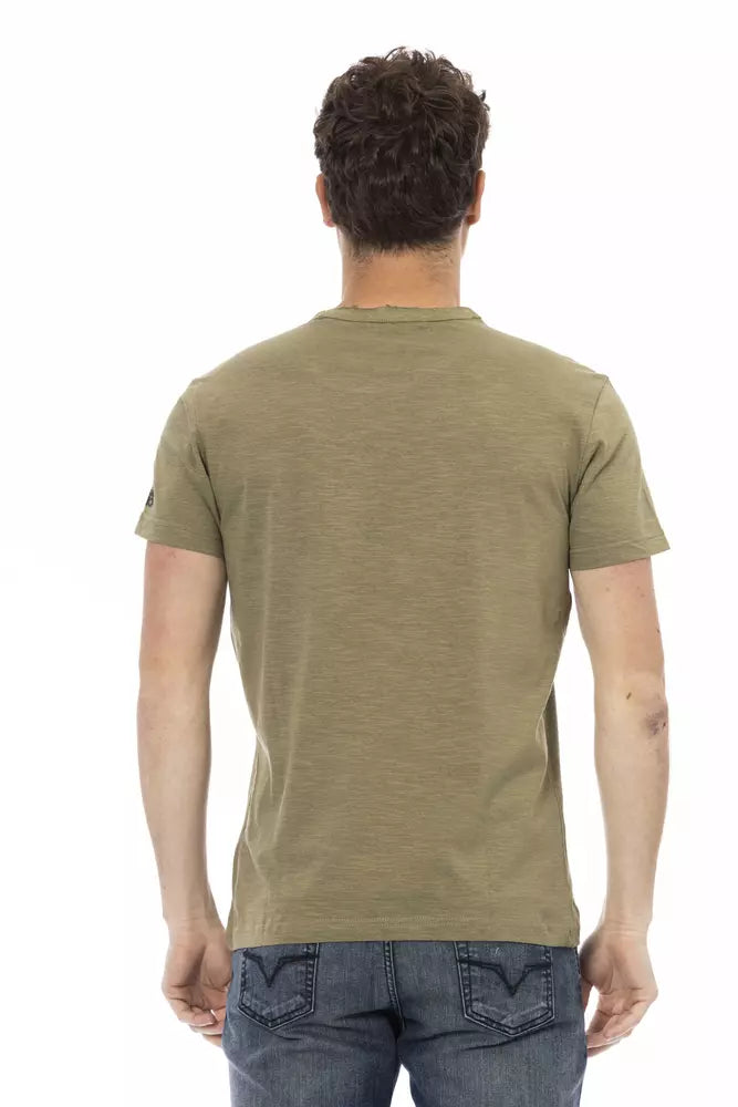 Trussardi Action Green Cotton Men T-Shirt | Regal Royce