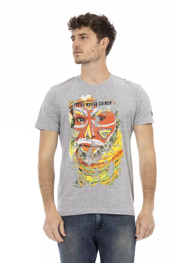 Trussardi Action Gray Cotton Men T-Shirt | Regal Royce
