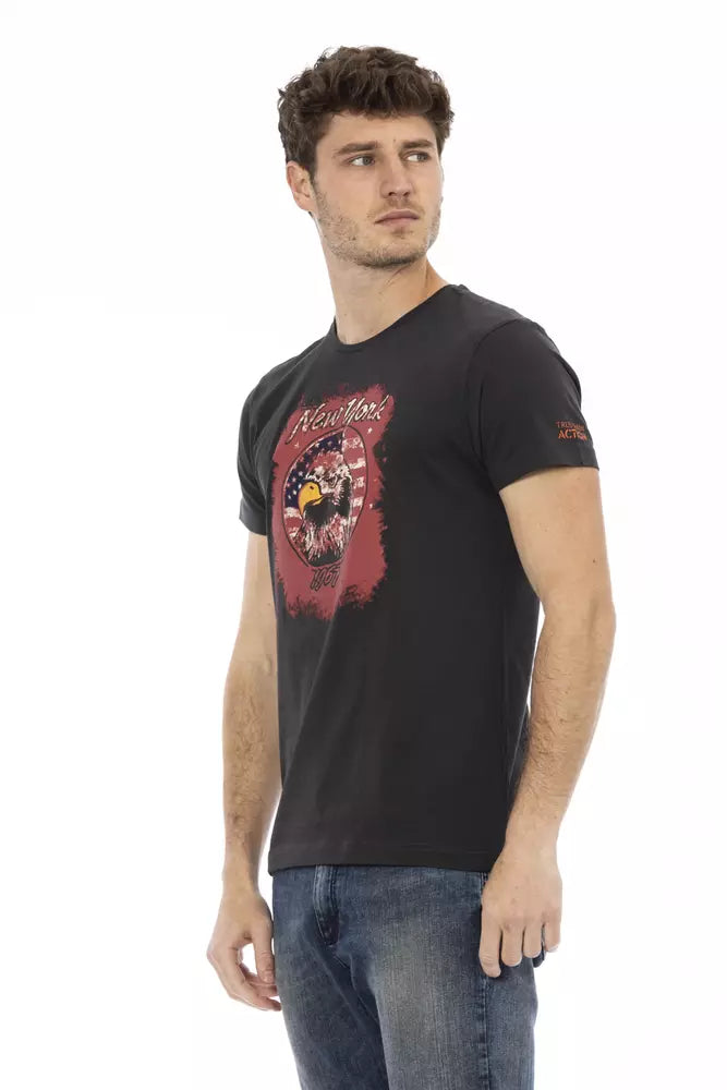 Trussardi Action Black Cotton Men T-Shirt | Regal Royce