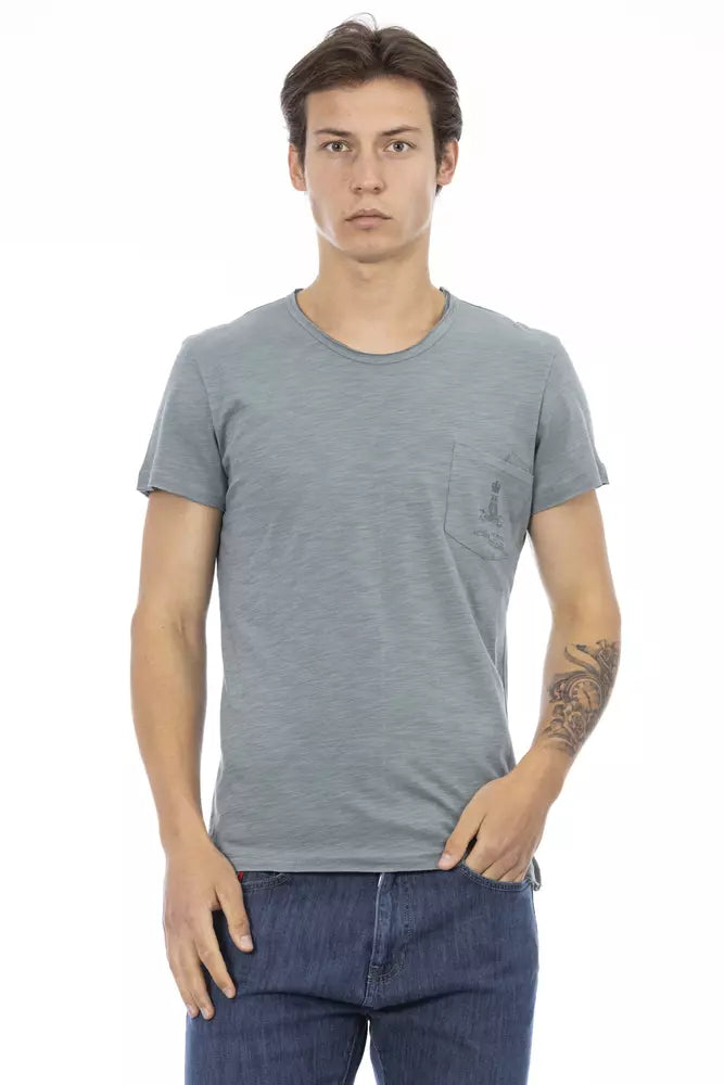 Trussardi Action Gray Cotton Men T-Shirt | Regal Royce