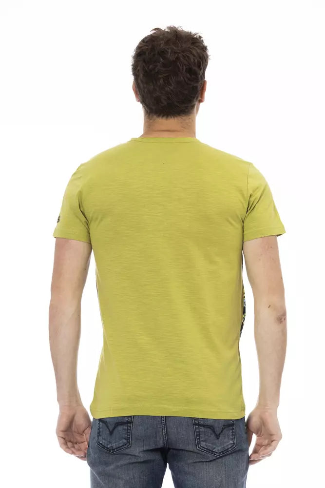 Trussardi Action Green Cotton Men T-Shirt | Regal Royce