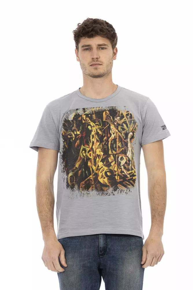 Trussardi Action Gray Cotton Men T-Shirt | Regal Royce