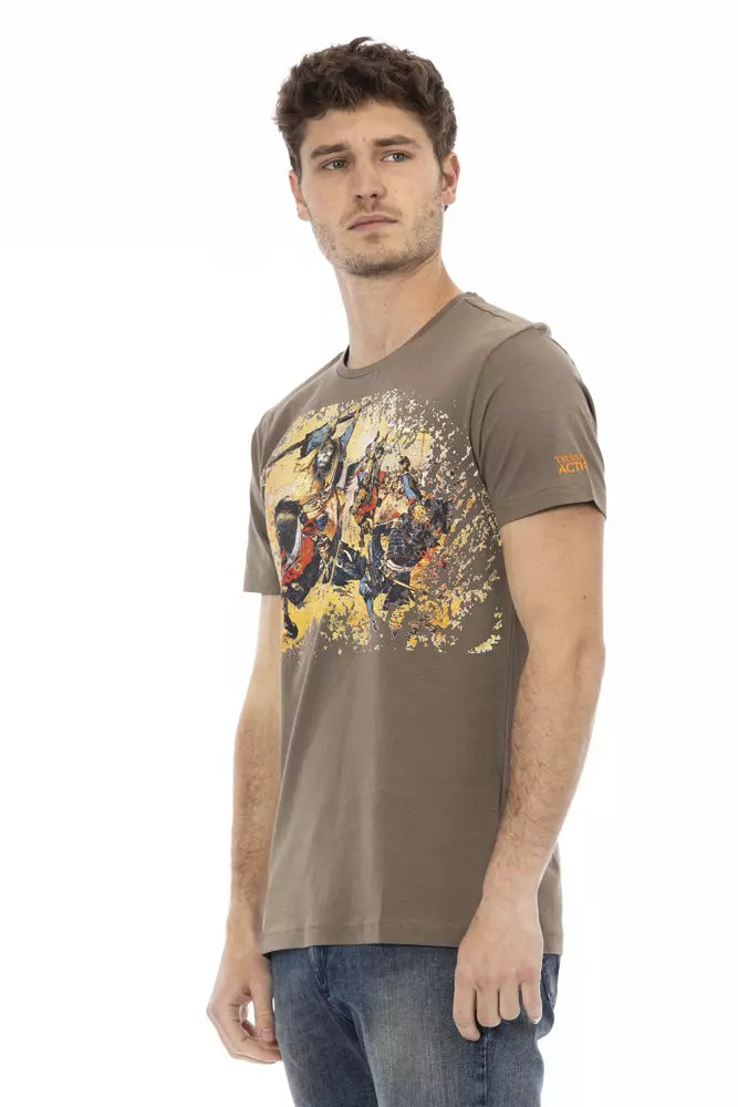 Trussardi Action Brown Cotton Men T-Shirt | Regal Royce