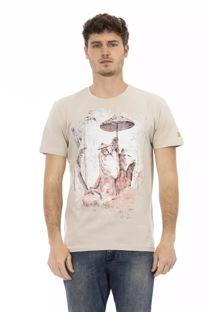 Trussardi Action Beige Cotton Men T-Shirt | Regal Royce