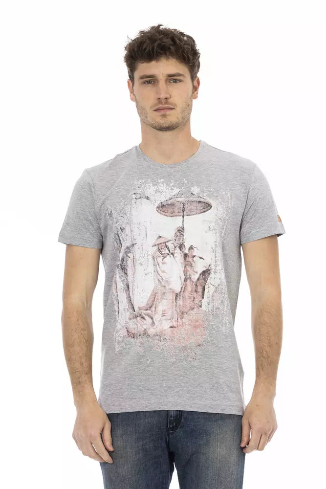 Trussardi Action Gray Cotton Men T-Shirt | Regal Royce