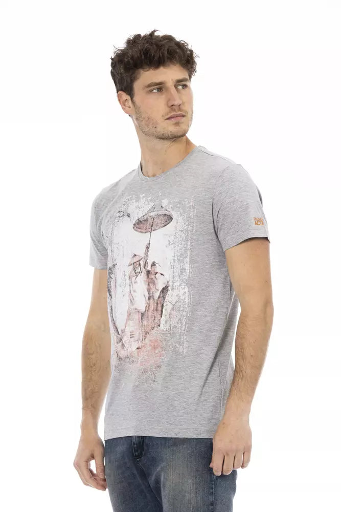Trussardi Action Gray Cotton Men T-Shirt | Regal Royce