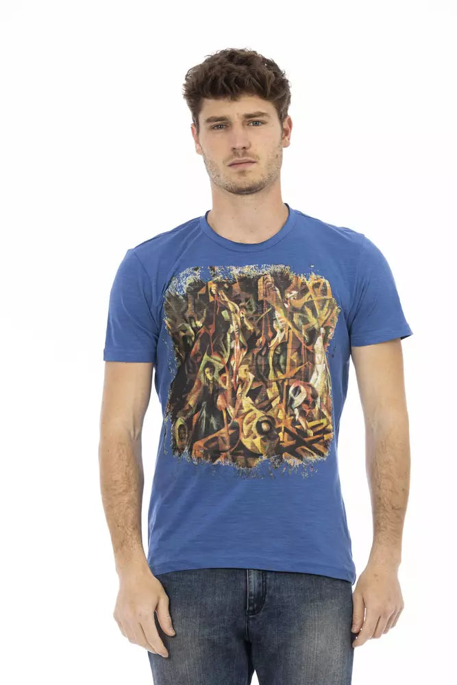 Trussardi Action Blue Cotton Men T-Shirt | Regal Royce