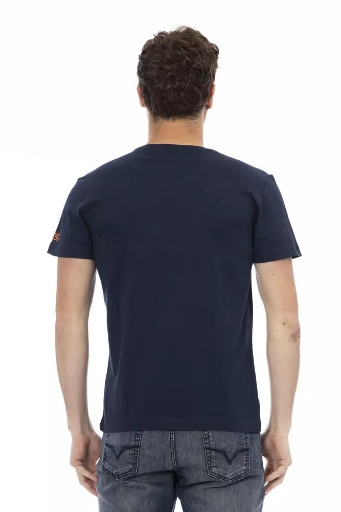 Trussardi Action Blue Cotton Men T-Shirt | Regal Royce