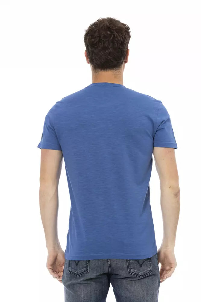 Trussardi Action Blue Cotton Men T-Shirt | Regal Royce
