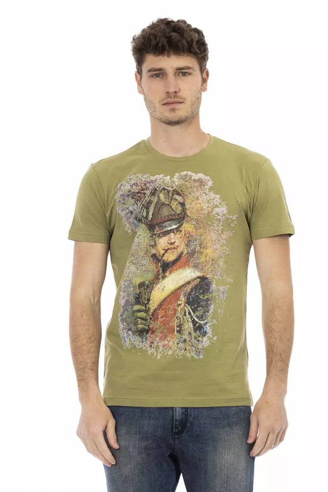 Trussardi Action Green Cotton Men T-Shirt | Regal Royce