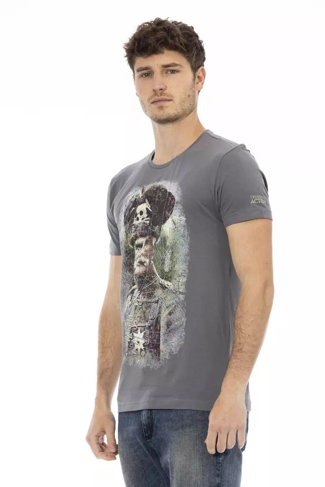 Trussardi Action Gray Cotton Men T-Shirt | Regal Royce
