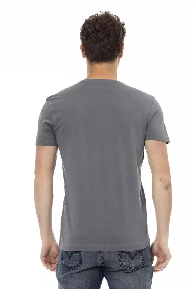 Trussardi Action Gray Cotton Men T-Shirt | Regal Royce