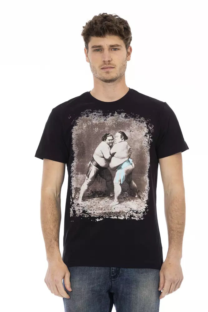 Trussardi Action Black Cotton Men T-Shirt | Regal Royce