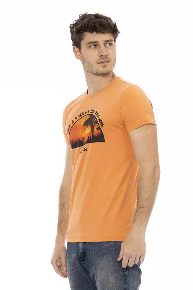 Trussardi Action Orange Cotton Men T-Shirt | Regal Royce