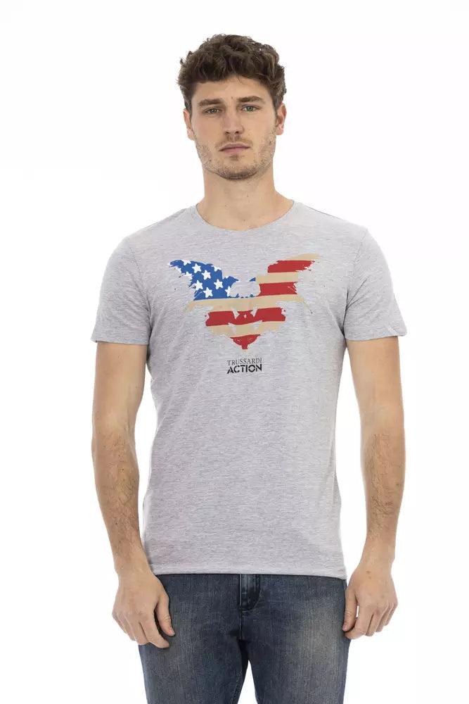 Trussardi Action Gray Cotton Men T-Shirt | Regal Royce