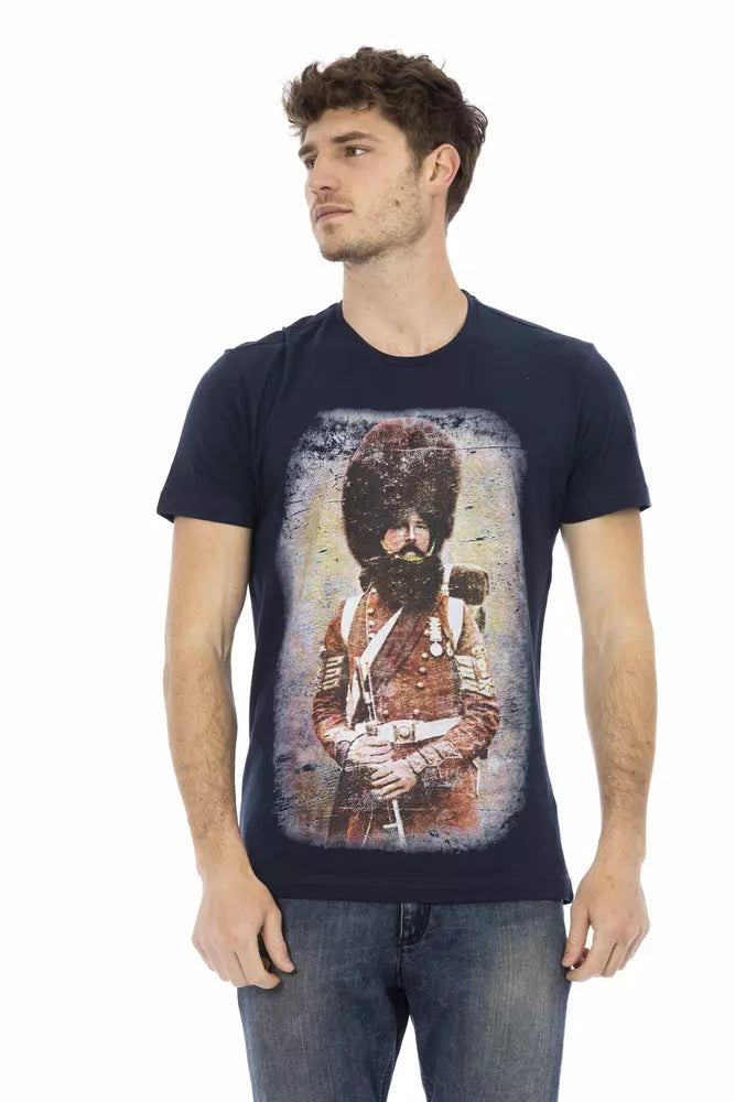 Trussardi Action Blue Cotton Men T-Shirt | Regal Royce