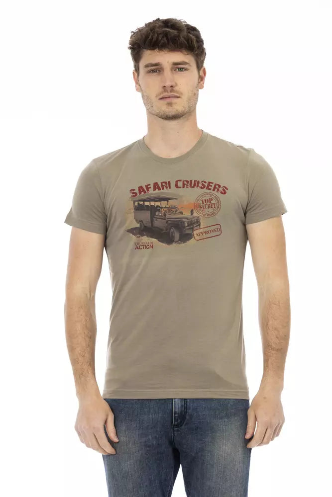 Trussardi Action Green Cotton Men T-Shirt | Regal Royce