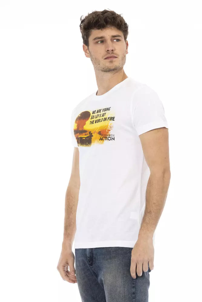 Trussardi Action White Cotton Men T-Shirt | Regal Royce