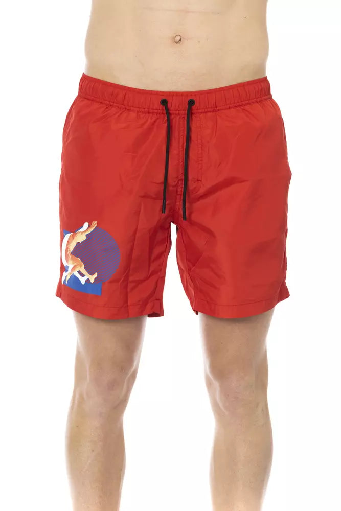 Bikkembergs Red Polyester Men Swim Short | Regal Royce