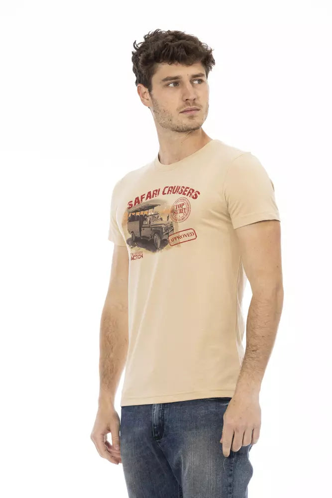 Trussardi Action Beige Cotton Men T-Shirt | Regal Royce