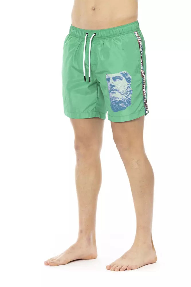 Bikkembergs Green Polyester Men Swim Short | Regal Royce