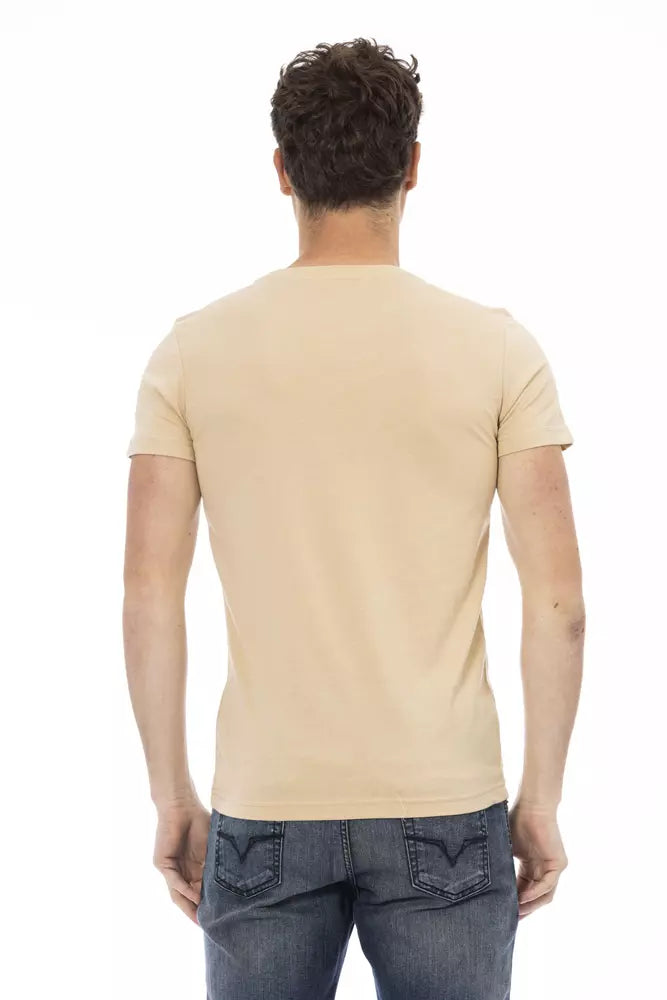 Trussardi Action Beige Cotton Men T-Shirt | Regal Royce