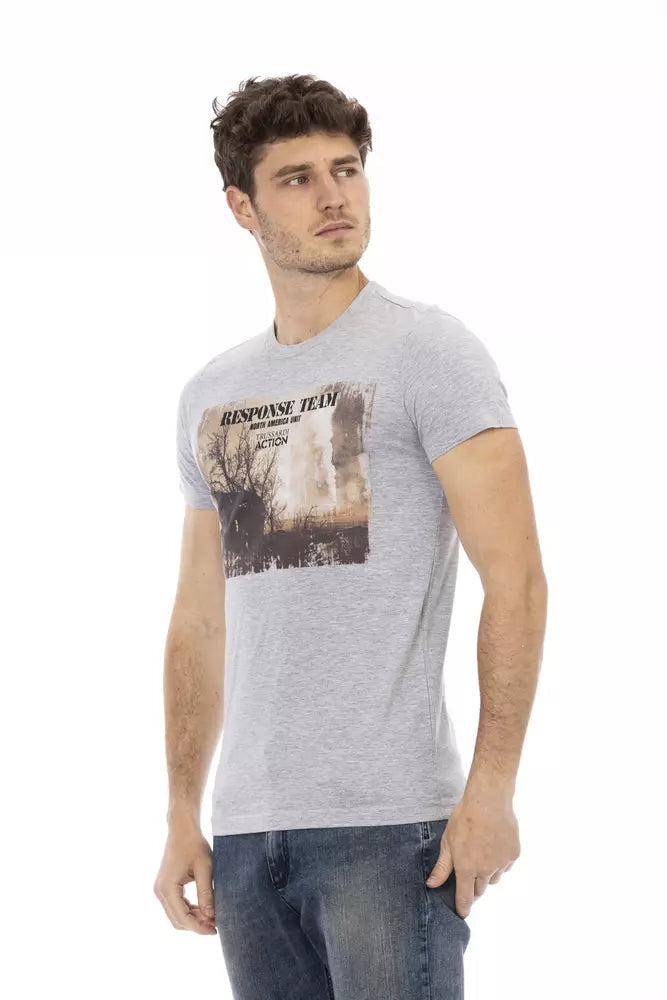 Trussardi Action Gray Cotton Men T-Shirt | Regal Royce