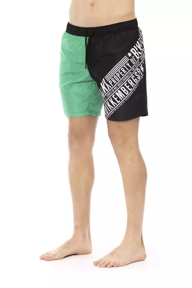 Bikkembergs Green Polyester Men Swim Short | Regal Royce